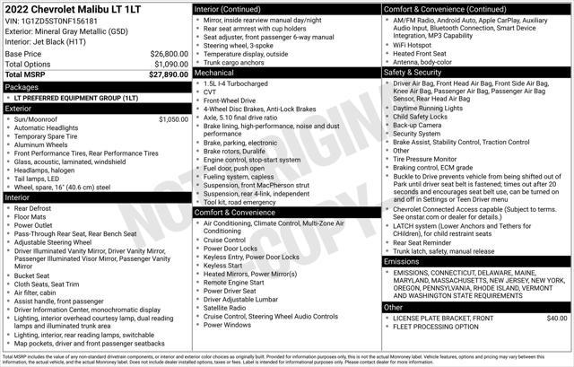 used 2022 Chevrolet Malibu car, priced at $17,777