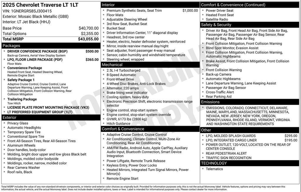 new 2025 Chevrolet Traverse car, priced at $40,542