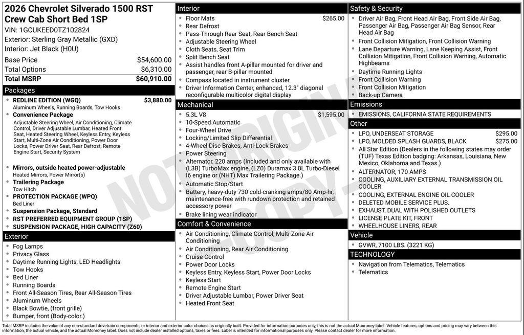 new 2026 Chevrolet Silverado 1500 car, priced at $55,934