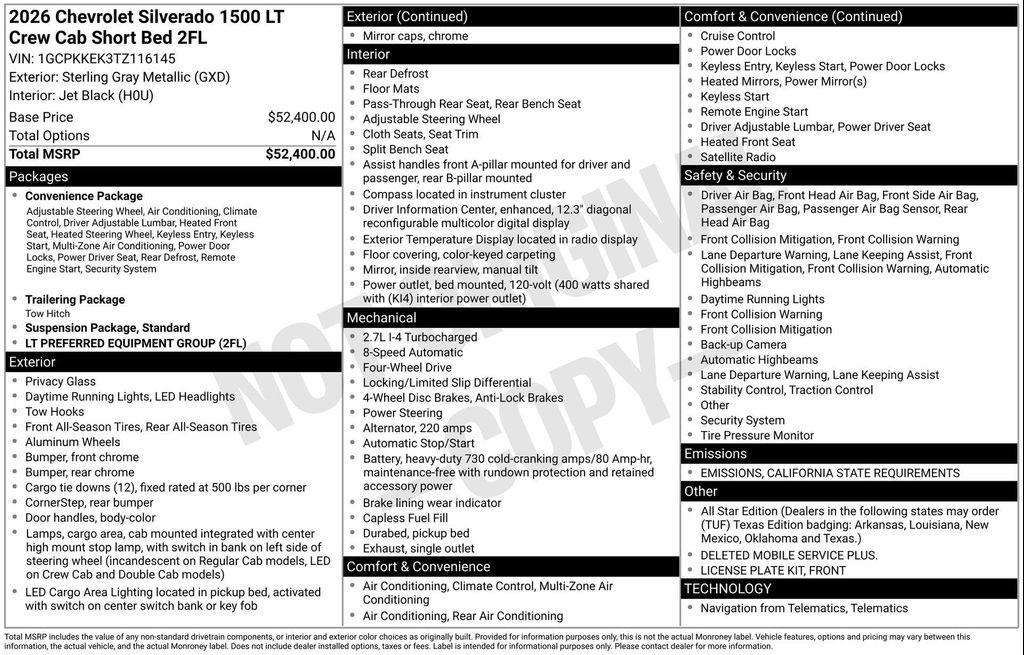 new 2026 Chevrolet Silverado 1500 car, priced at $48,451