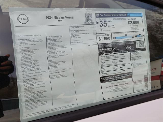 new 2024 Nissan Versa car, priced at $21,194