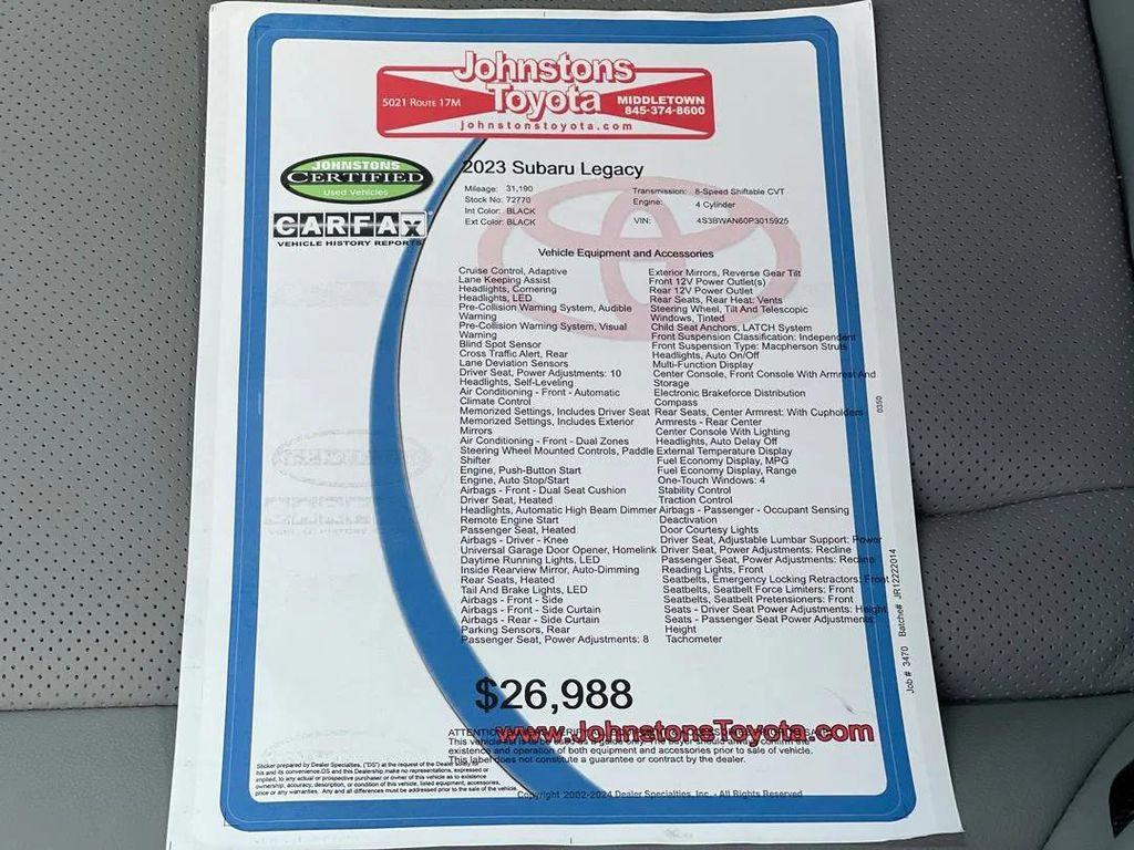 used 2023 Subaru Legacy car, priced at $25,985