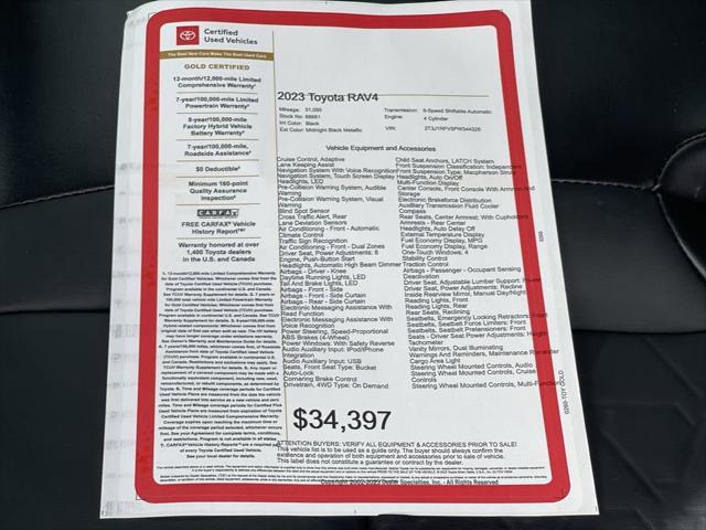 used 2023 Toyota RAV4 car, priced at $34,397