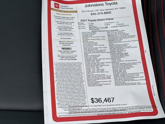used 2021 Toyota RAV4 Prime car, priced at $36,467