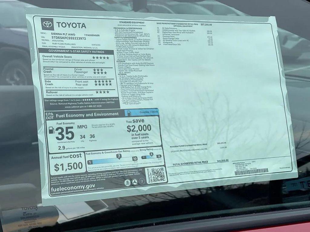 new 2025 Toyota Sienna car, priced at $60,505