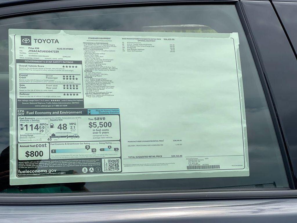 new 2025 Toyota Prius Plug-In Hybrid car, priced at $39,153