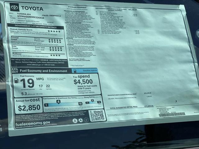 new 2024 Toyota Tundra car, priced at $68,004