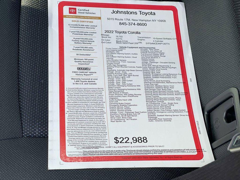 used 2022 Toyota Corolla car, priced at $21,985