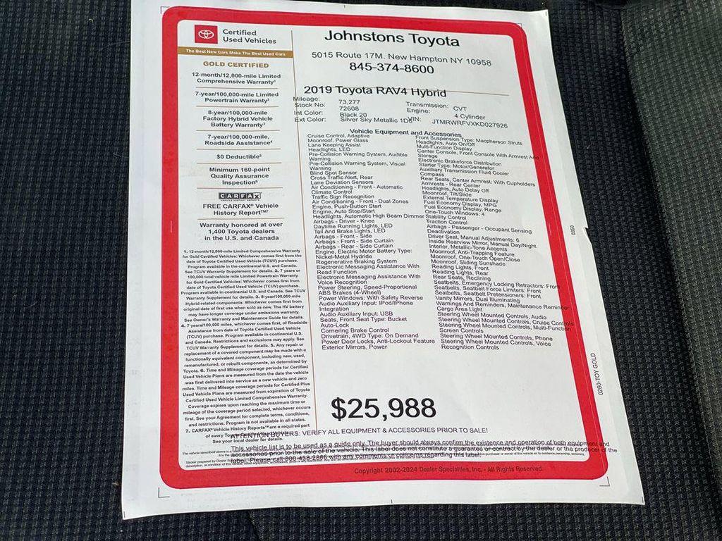 used 2019 Toyota RAV4 Hybrid car, priced at $24,985