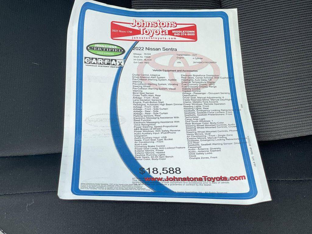 used 2022 Nissan Sentra car, priced at $17,587