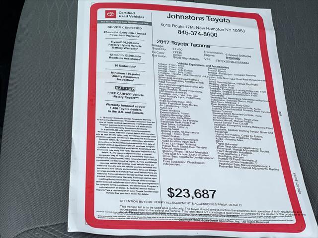 used 2017 Toyota Tacoma car, priced at $23,687