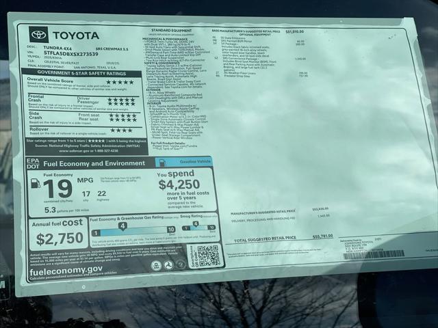 new 2025 Toyota Tundra car, priced at $53,382