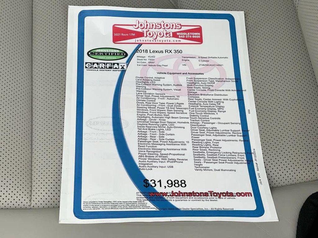 used 2018 Lexus RX 350 car, priced at $30,985