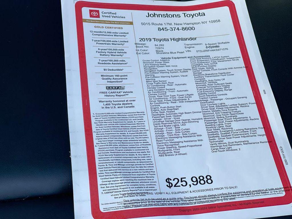 used 2019 Toyota Highlander car, priced at $24,987