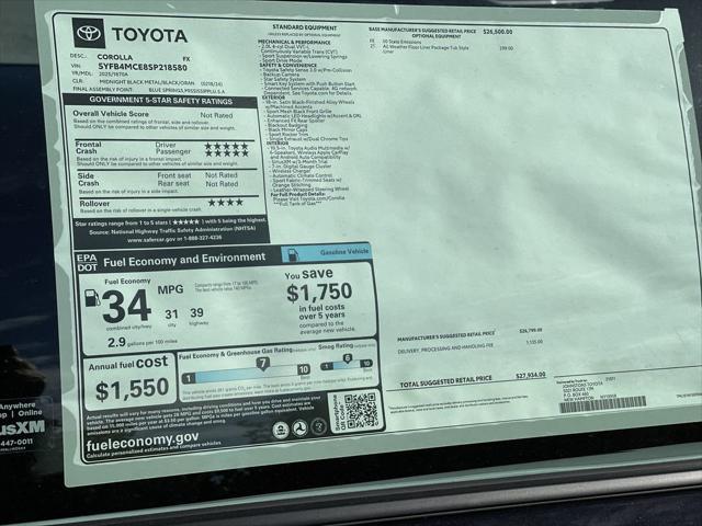 new 2025 Toyota Corolla car, priced at $27,934