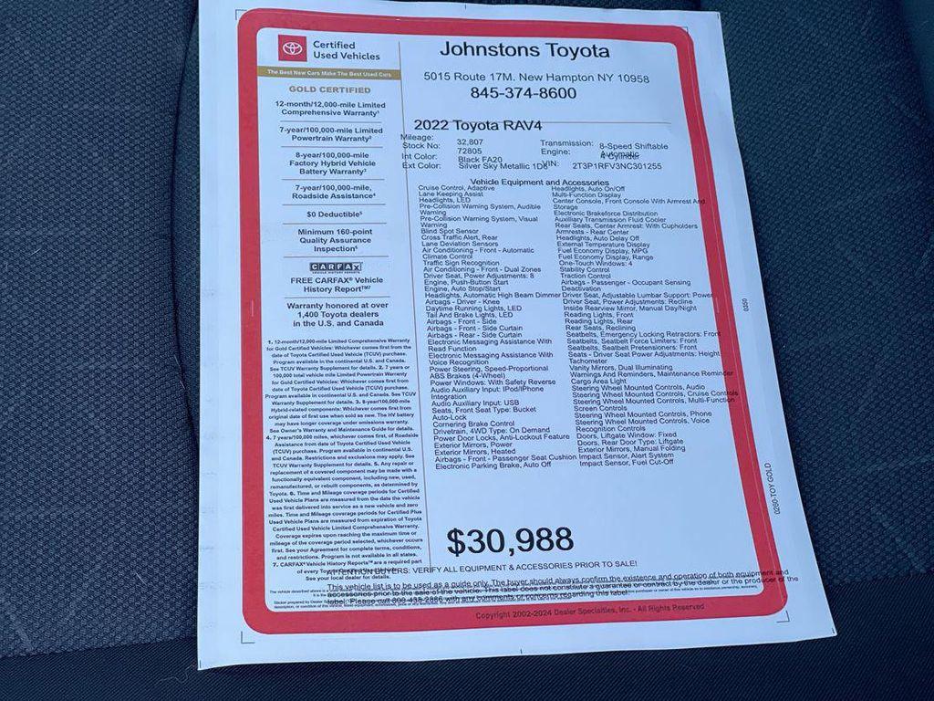 used 2022 Toyota RAV4 car, priced at $29,487