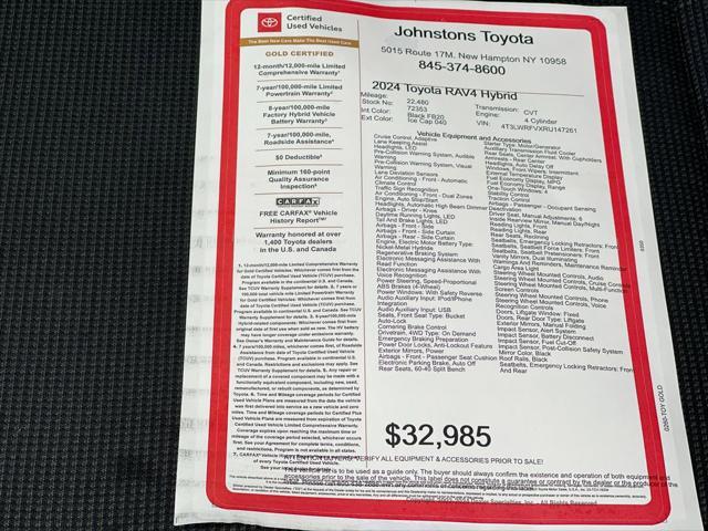 used 2024 Toyota RAV4 Hybrid car, priced at $32,985