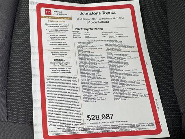 used 2021 Toyota Venza car, priced at $28,987