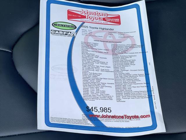 used 2025 Toyota Highlander car, priced at $45,985