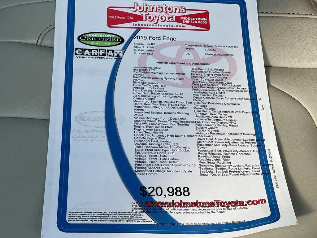 used 2019 Ford Edge car, priced at $19,967