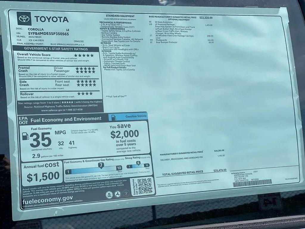 new 2025 Toyota Corolla car, priced at $25,478