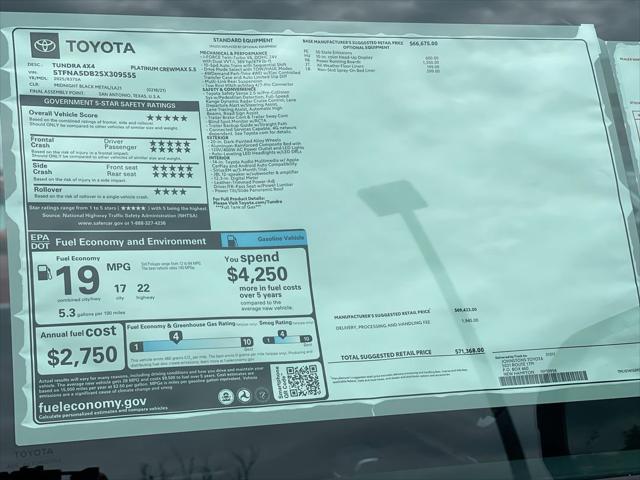 new 2025 Toyota Tundra car, priced at $67,334