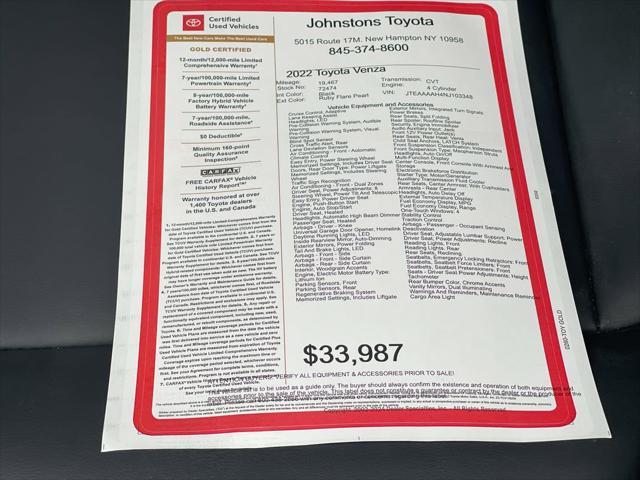 used 2022 Toyota Venza car, priced at $33,987