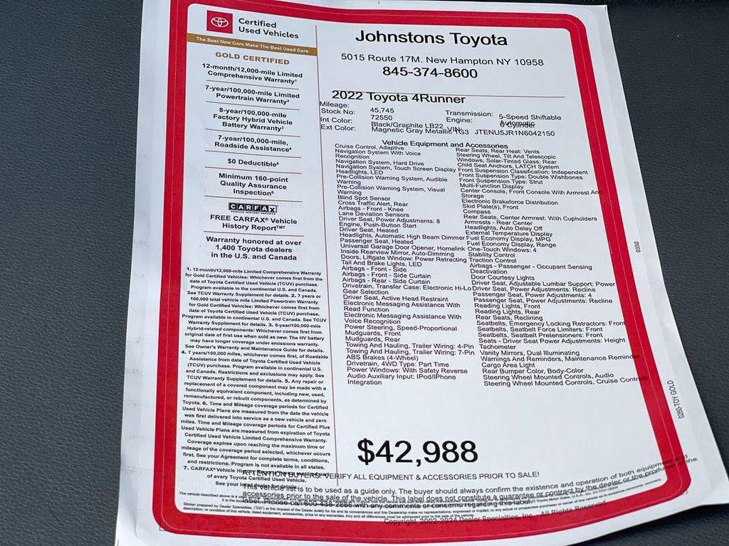 used 2022 Toyota 4Runner car, priced at $41,597