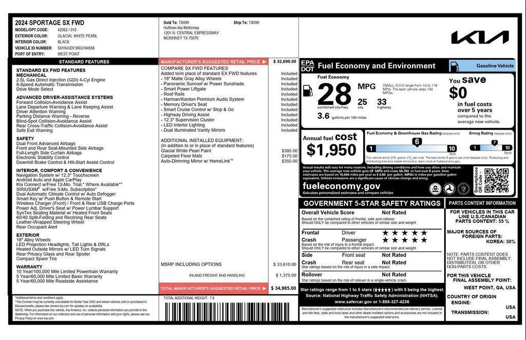 used 2024 Kia Sportage car, priced at $28,995
