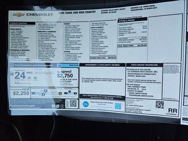 new 2026 Chevrolet Tahoe car, priced at $82,785