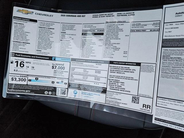 new 2025 Chevrolet Suburban car, priced at $78,130