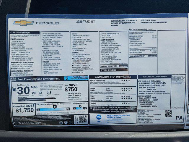 new 2025 Chevrolet Trax car, priced at $24,355
