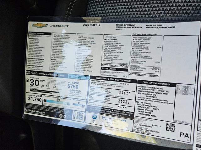 new 2025 Chevrolet Trax car, priced at $25,257