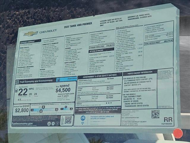 new 2025 Chevrolet Tahoe car, priced at $85,007