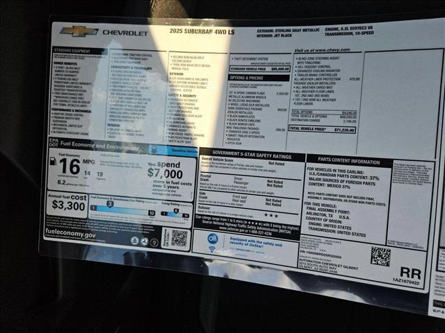 new 2025 Chevrolet Suburban car, priced at $68,761