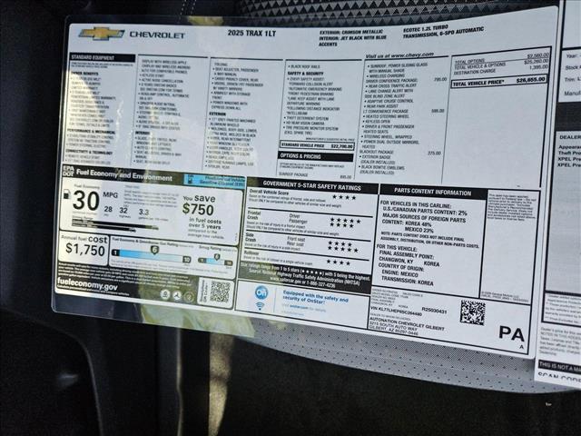 new 2025 Chevrolet Trax car, priced at $24,110