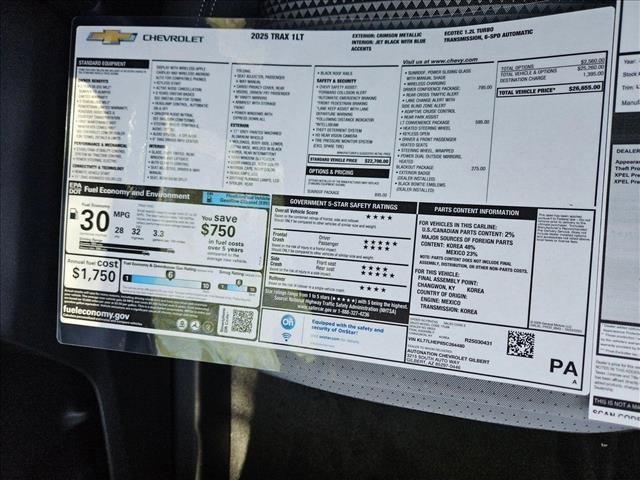 new 2025 Chevrolet Trax car, priced at $24,730
