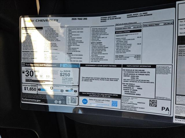 new 2026 Chevrolet Trax car, priced at $27,862
