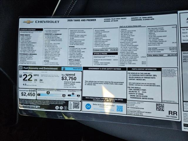 new 2026 Chevrolet Tahoe car, priced at $88,370