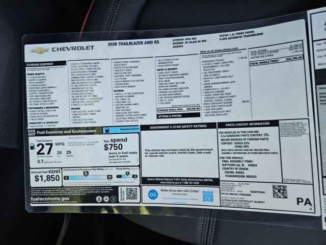 new 2026 Chevrolet TrailBlazer car, priced at $29,029