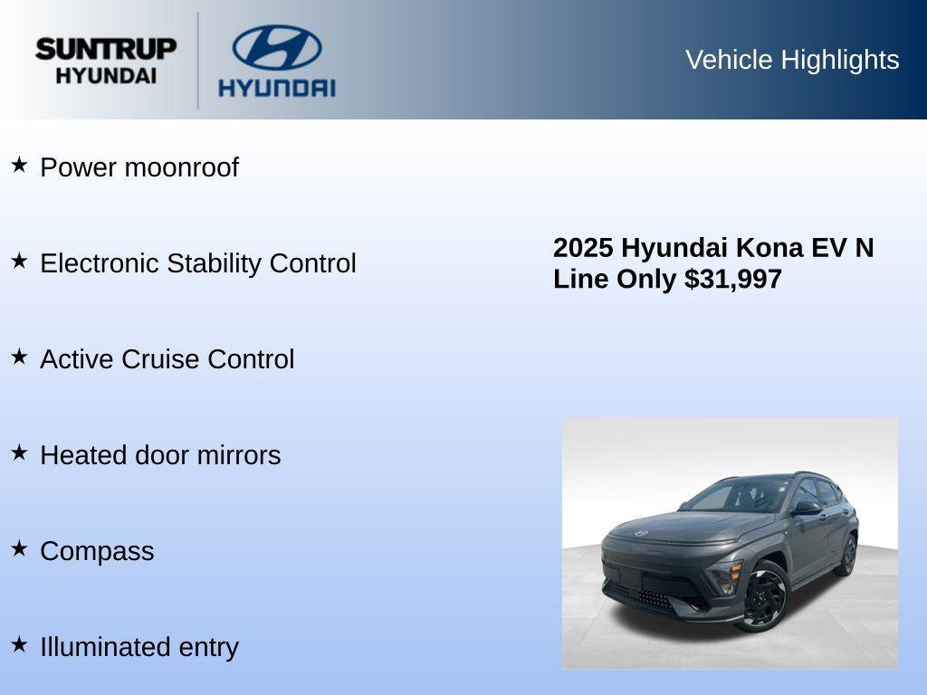 used 2025 Hyundai Kona EV car, priced at $31,997