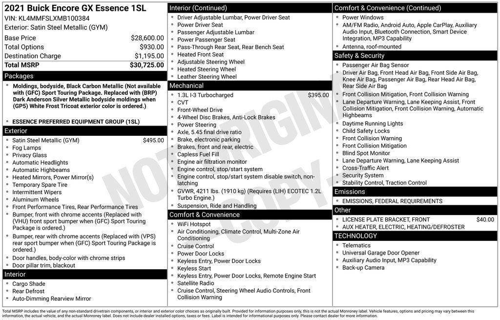 used 2021 Buick Encore GX car, priced at $20,555