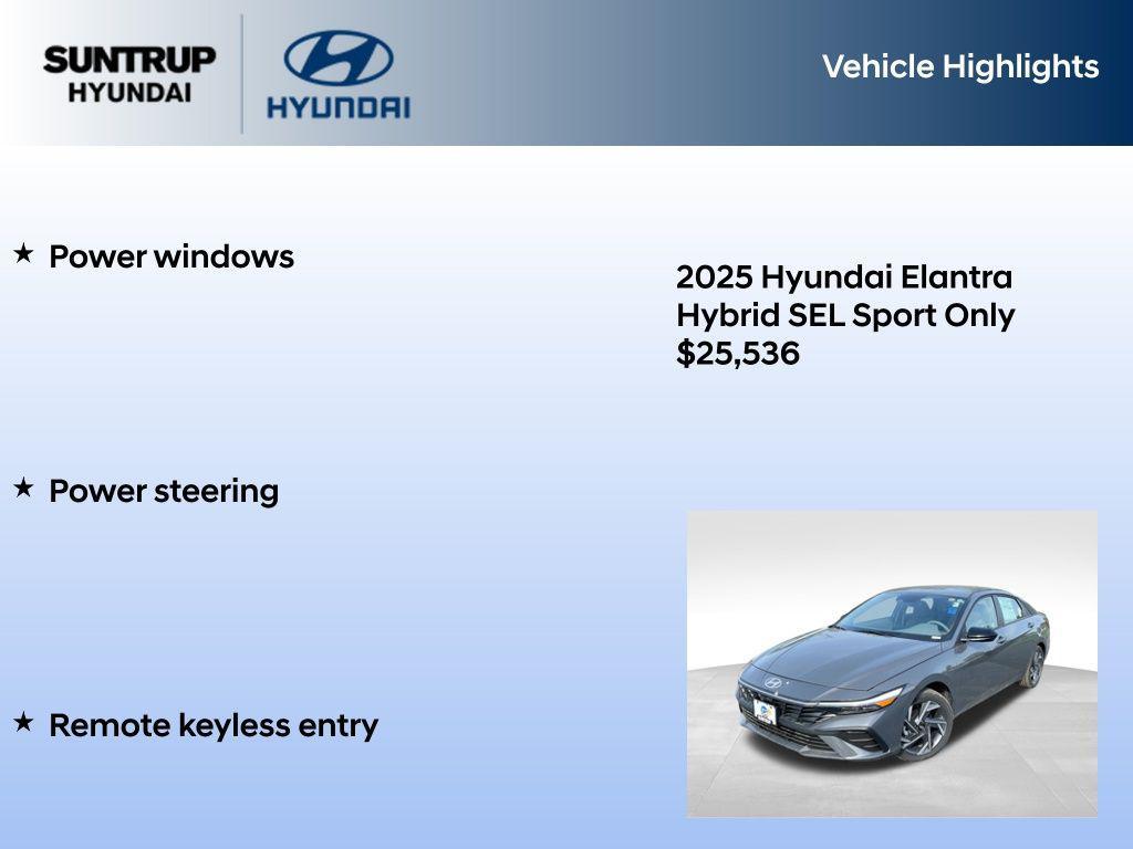 new 2025 Hyundai ELANTRA HEV car, priced at $25,536