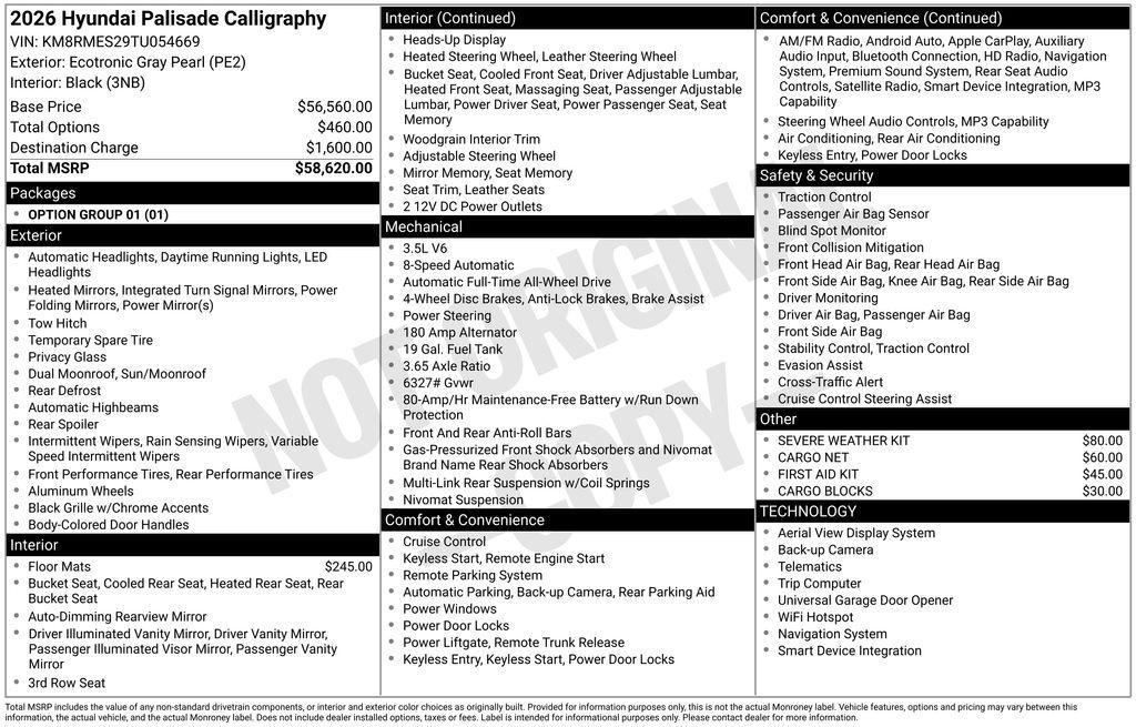 new 2026 Hyundai Palisade car, priced at $54,831