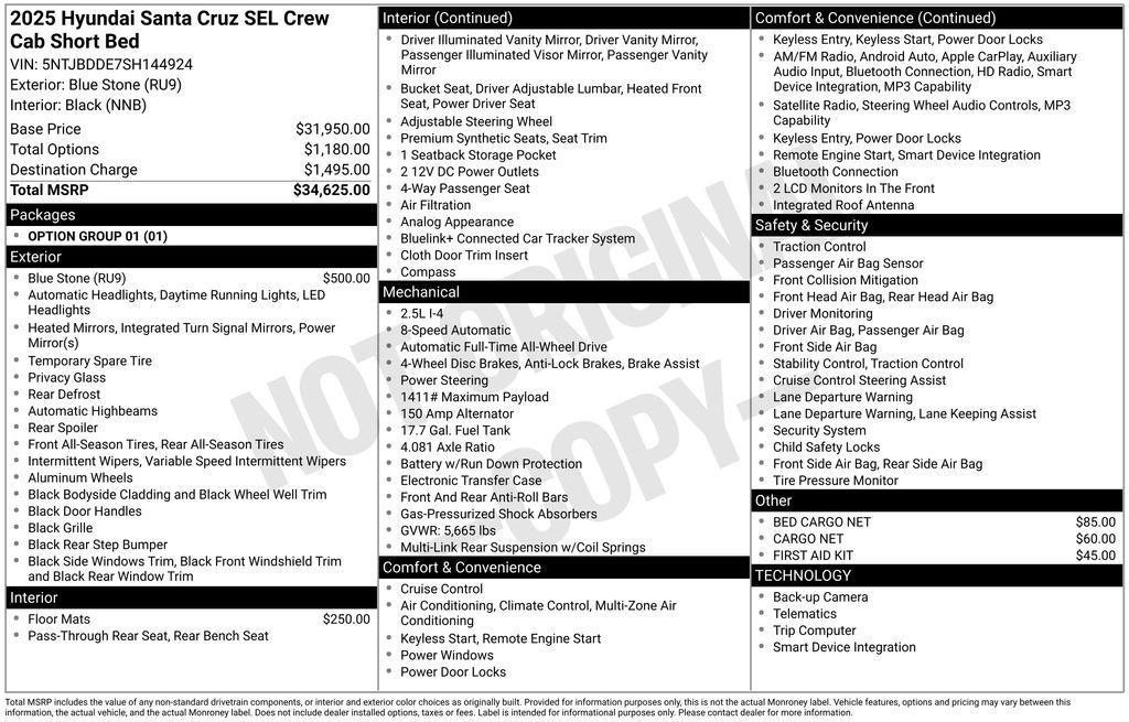 used 2025 Hyundai SANTA CRUZ car, priced at $29,107