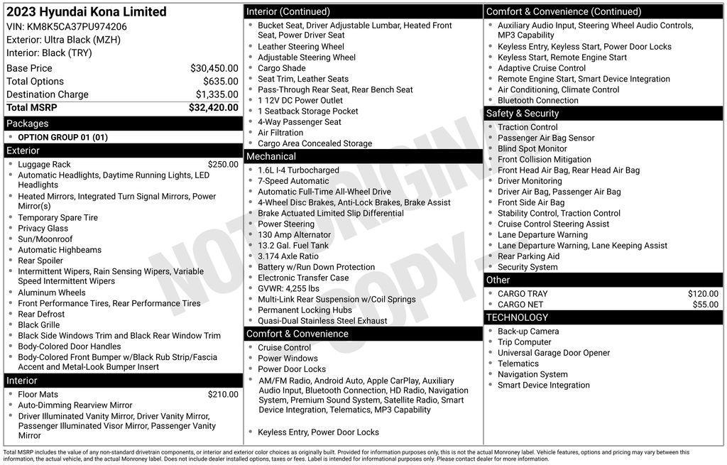 used 2023 Hyundai Kona car, priced at $21,975