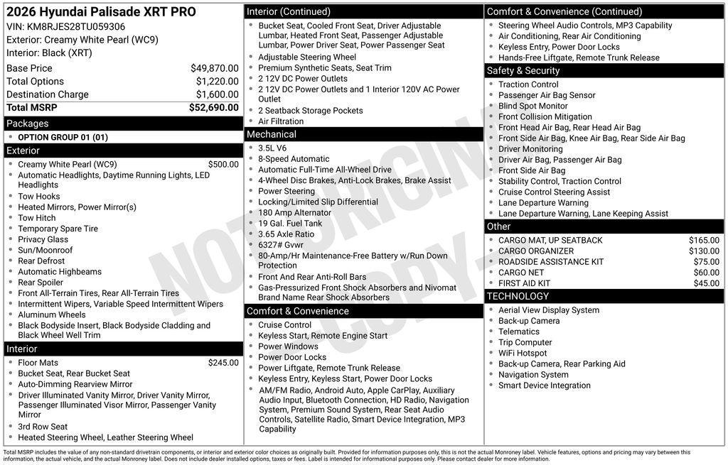 new 2026 Hyundai Palisade car, priced at $50,137