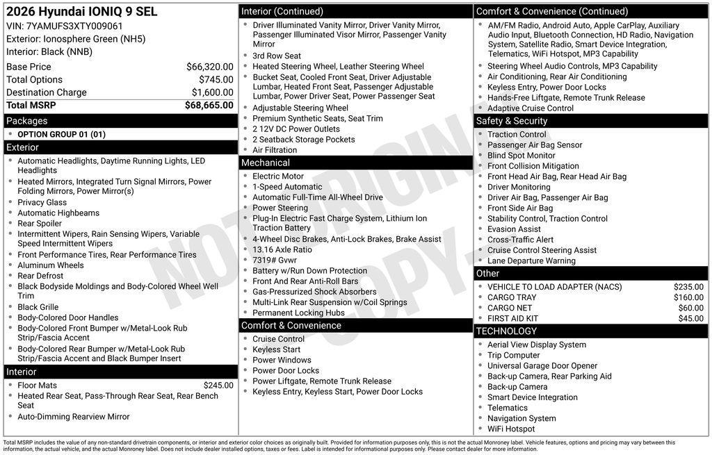 new 2026 Hyundai IONIQ 9 car, priced at $63,772