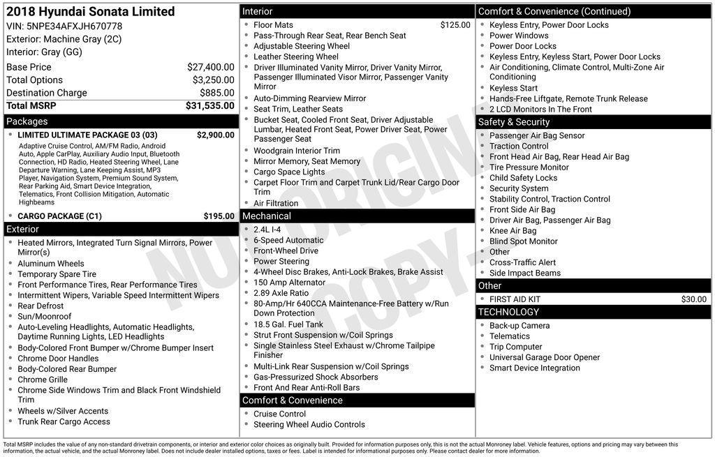 used 2018 Hyundai Sonata car, priced at $14,965