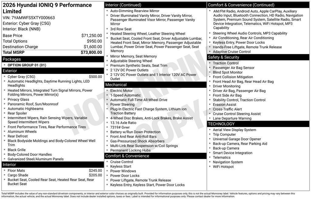 new 2026 Hyundai IONIQ 9 car, priced at $68,739